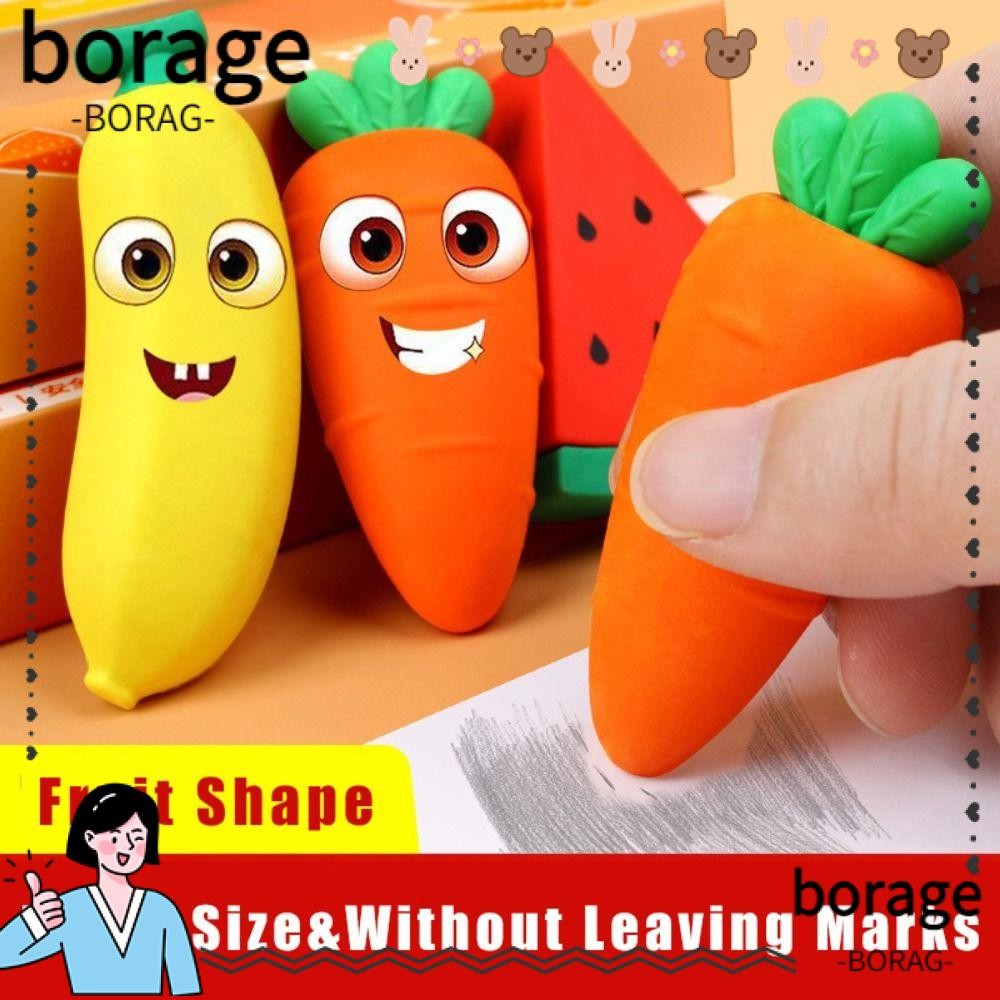BORAGE Pencil Eraser, Without Leaving Marks Carrot/Strawberry/Mango ...