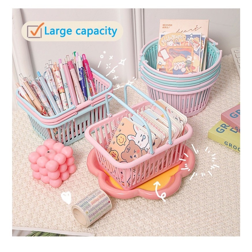 【COD】Cute Macaron Handheld Storage Basket With Random Accessory Jewelry ...