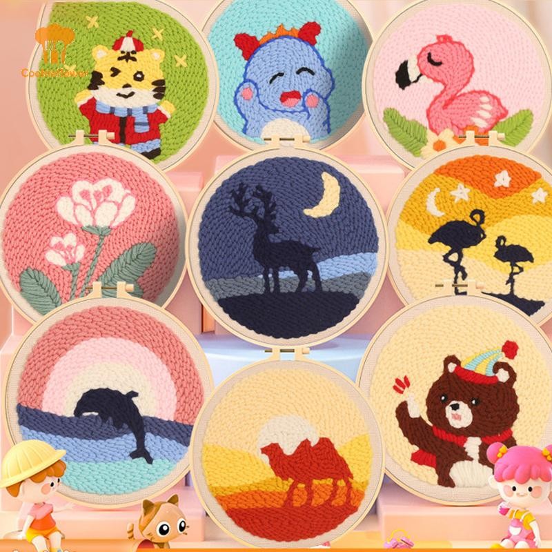 CKFR Punch Needle Starter Kits Soft Yarn Punch Needle Embroidery Kit ...
