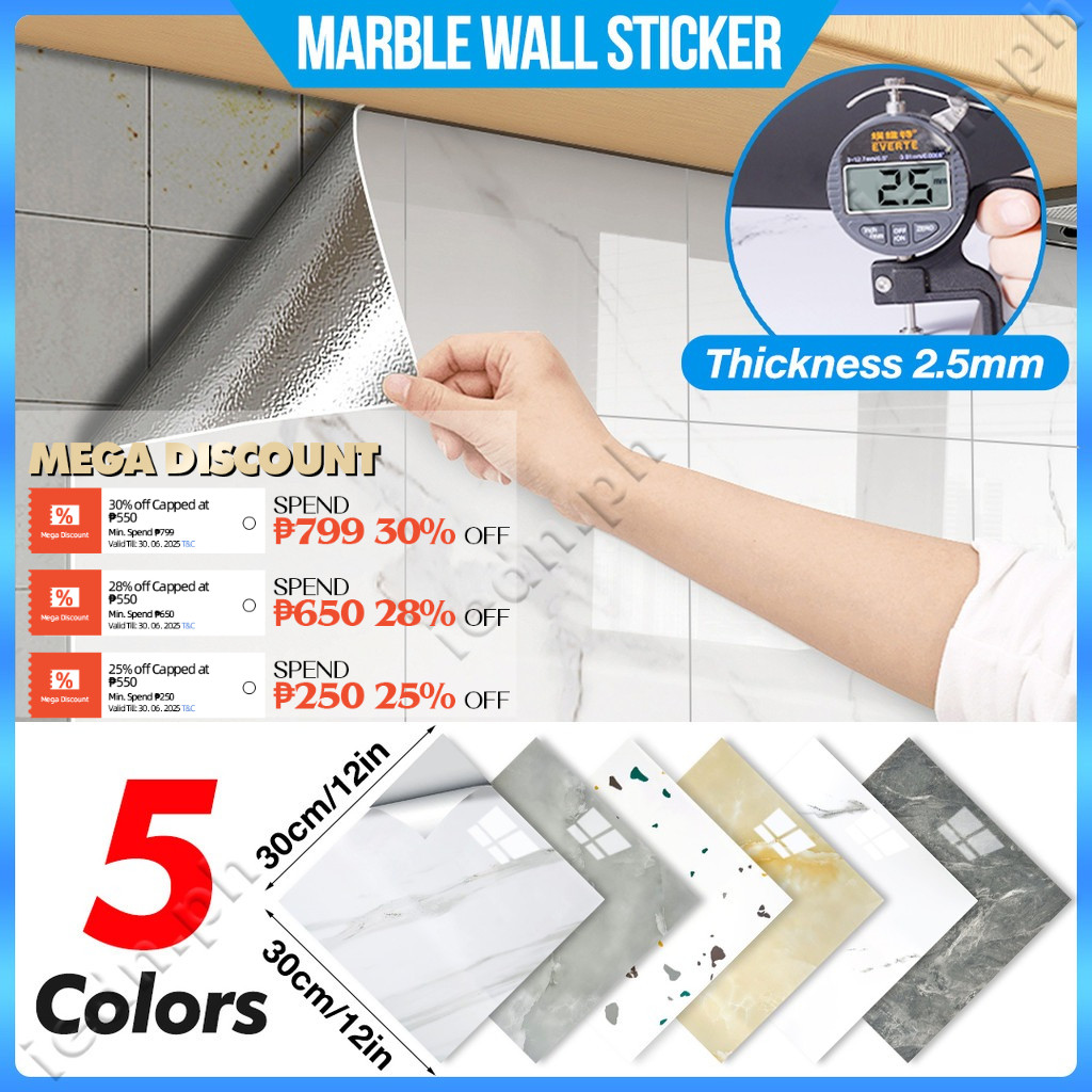 Marble Wallpaper Adhesive Wall Decor 3D PVC Tiles Foam Wall Sticker ...