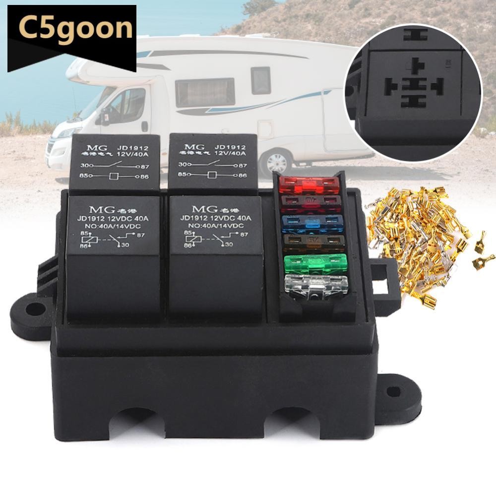C5GOON 4 Relay Holder Free Combination Auto For Car Truck 6Way Fuse ...