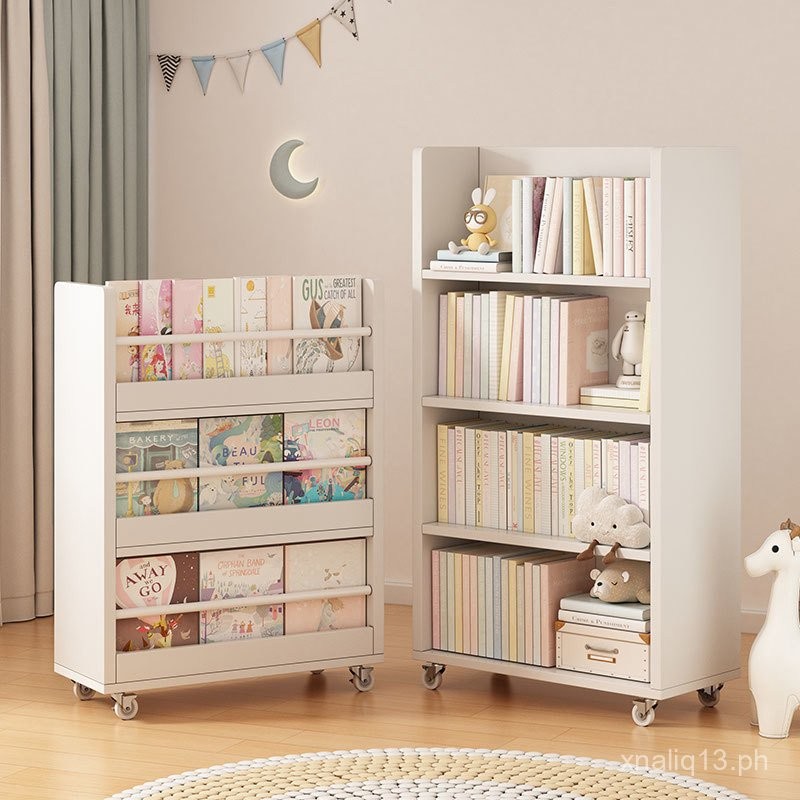 Children's Bookshelf Home Double-Sided Movable Multi-Layer Storage Rack ...