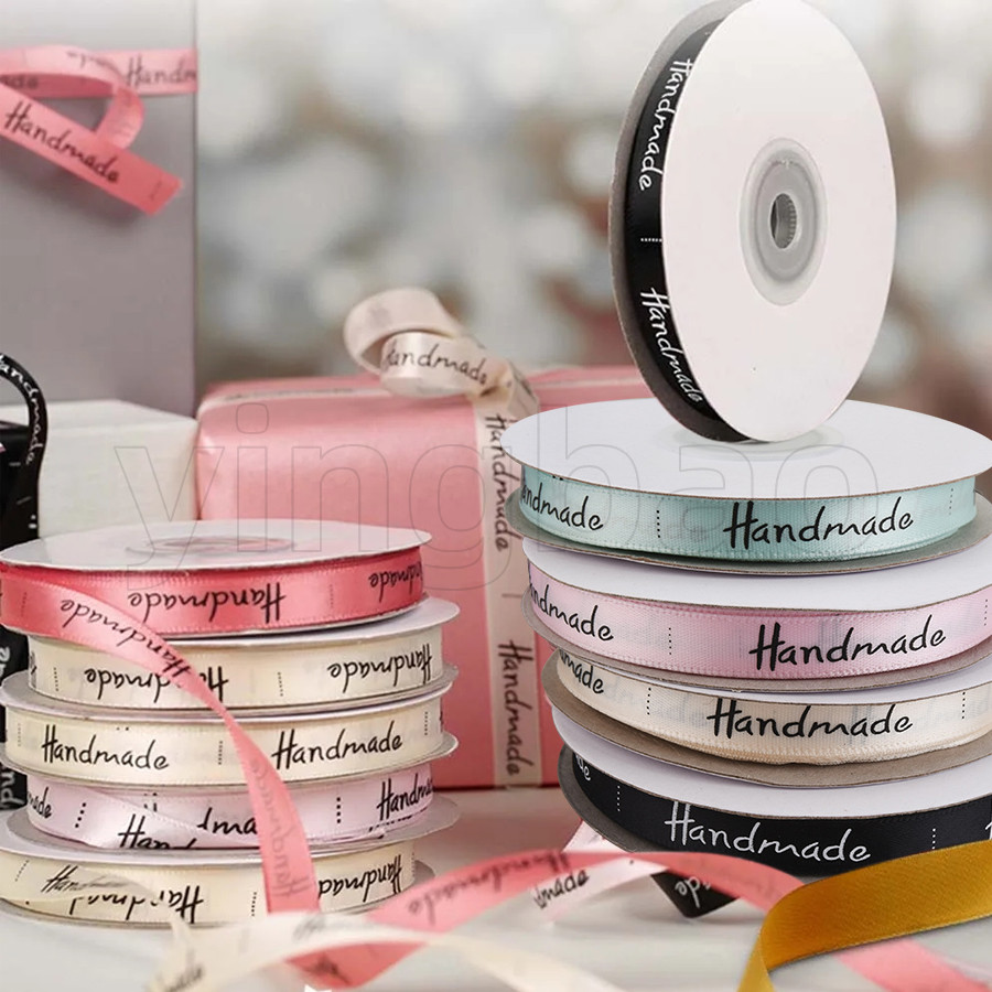 25Yards 10mm Handmade Printed Polyester Ribbon For Bow Craft Wedding ...