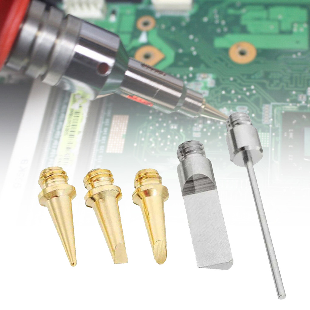 6-Piece Soldering Iron Tip Set – Metal Replacement Nozzles For HS-1115K Pen-Style Cordless Soldering Tool, Silver & Yellow