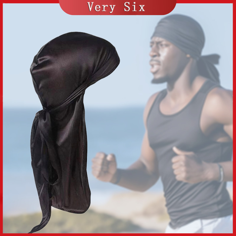 Black Pirate Hat Pirate Cap Bandana Extra Long Tail Head Wraps Durag ...