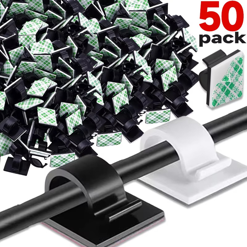 Desk Cable Management Kit | 50 Pack Invisible Wire Clips with Strong ...