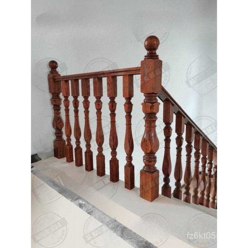 Solid Wood Staircase Indoor Red Oak Open Paint Handrail Column Balcony ...
