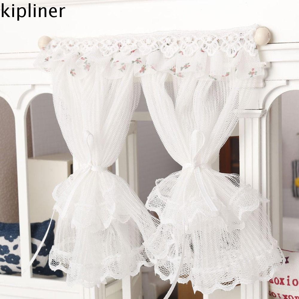 Melody Jane Dollhouse Cream Sheer Curtains - 1:12 Scale Miniature Net Lace Drapes For Dollhouse Windows