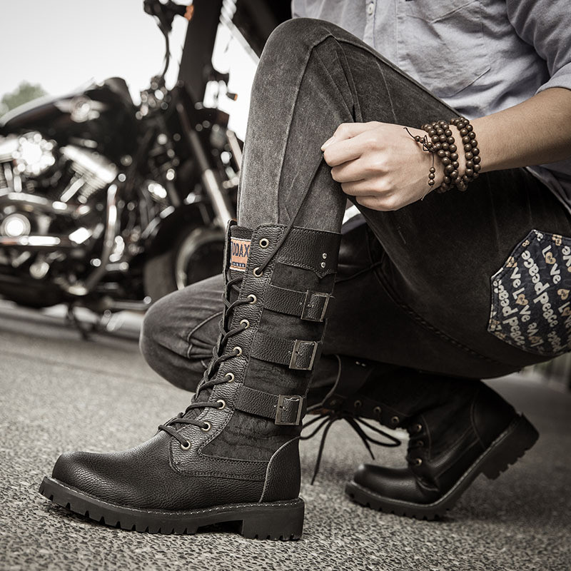 Men's Cowboy Boots High Top Inner Heightening Shoes High Breathable ...