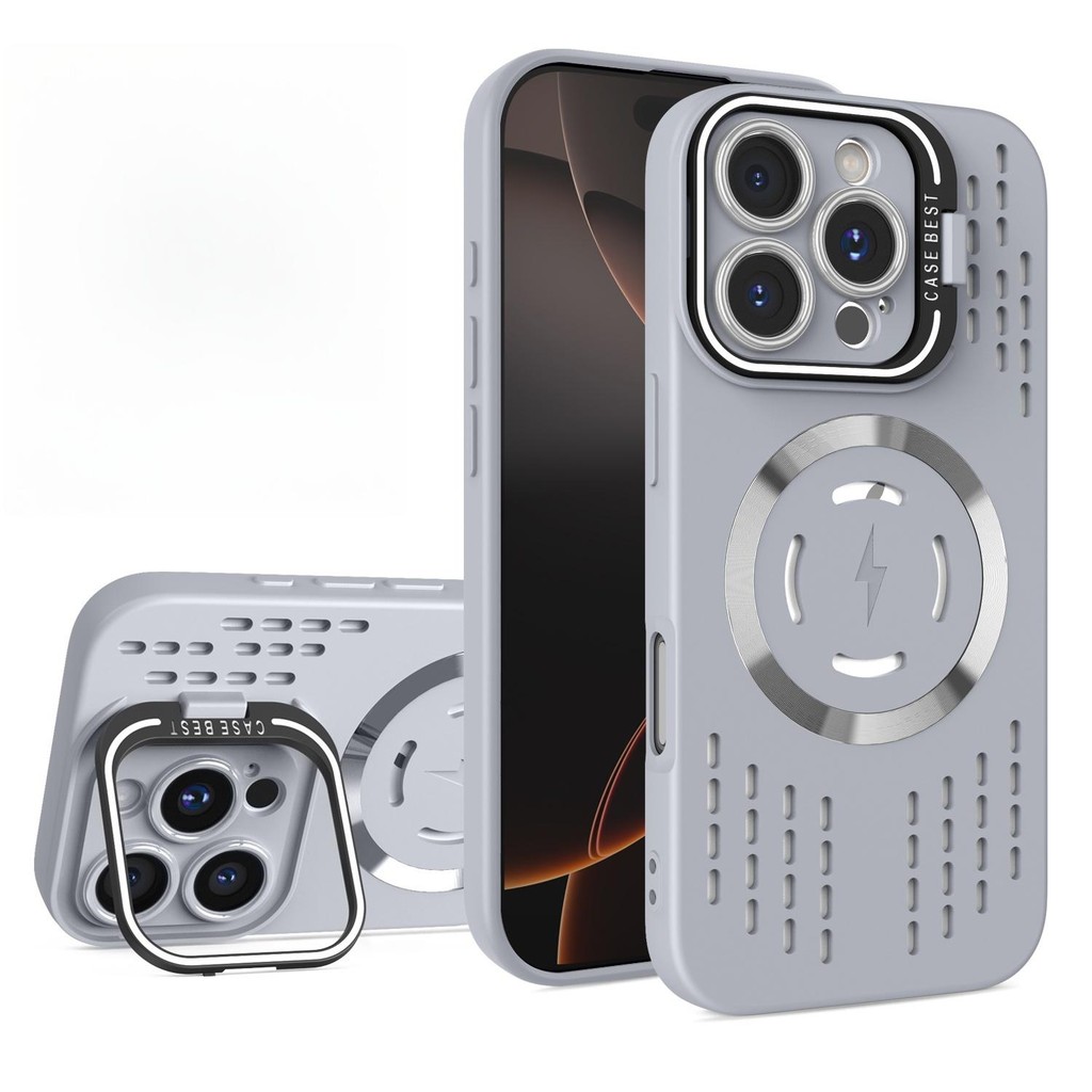 IPhone Casing mesh heat dissipation With lens bracket Built-in magnetic ...