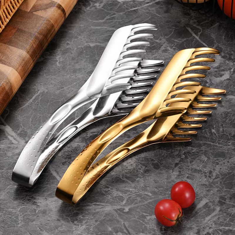 Stainless Steel Noodle Tongs Pasta Spaghetti Tongs Food Clips Kitchen ...