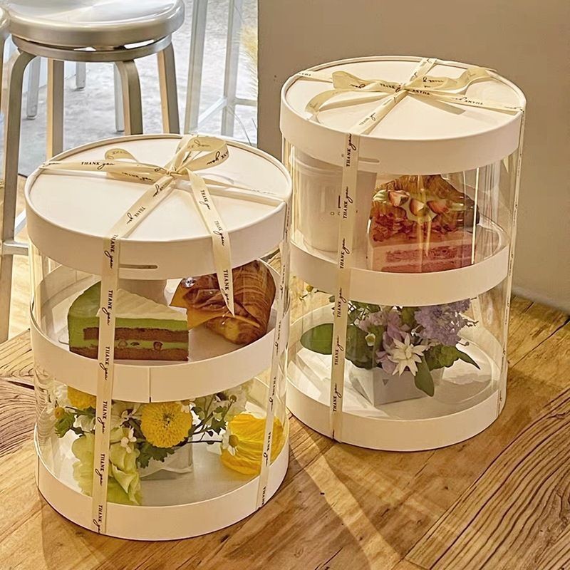 Transparent 2-tier birthday cake box, cupcake box, afternoon tea cake ...