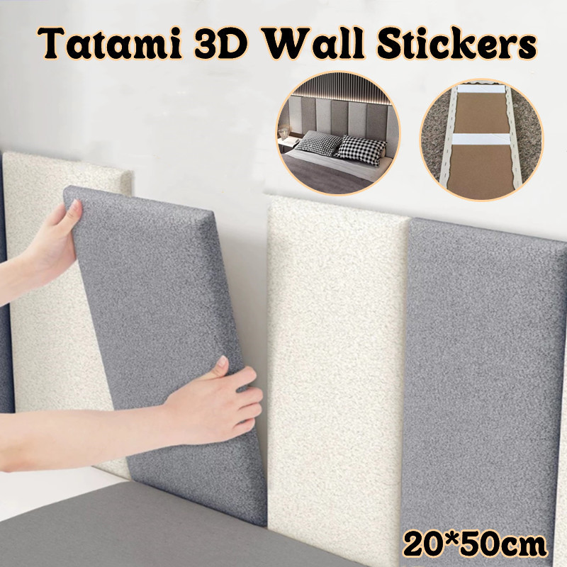 Home Decor Bed Headboard Tatami Soft Package Self-Adhesive 3D Wall ...