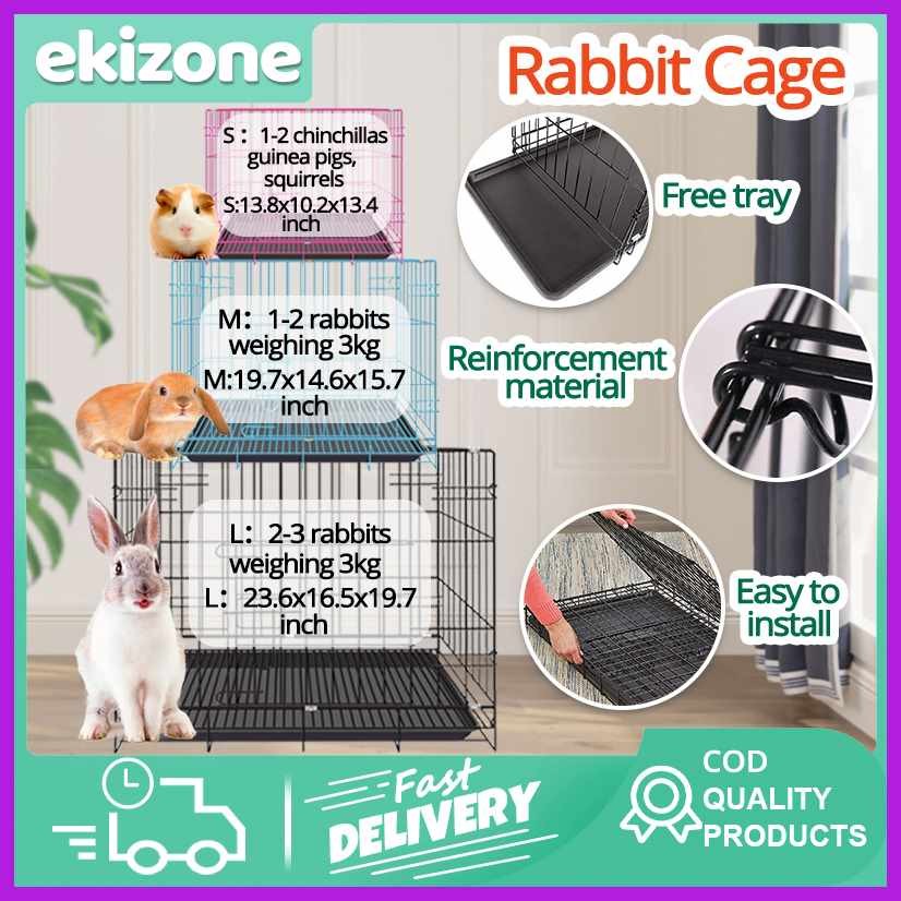 Rabbit^BY[Cages`et;With&Free&Poop&Tray&Foldable&Stainless&Easy To ...