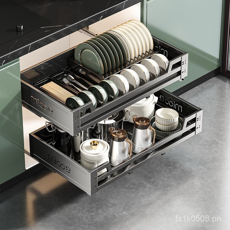 Drawer-Type Dish Rack Cabinet Bowl Basket Pull-Out Basket Bowl Rack ...