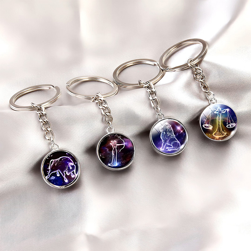 12 Constellations Luminous Glass Ball Keychain Unisex Backpack Pendant ...