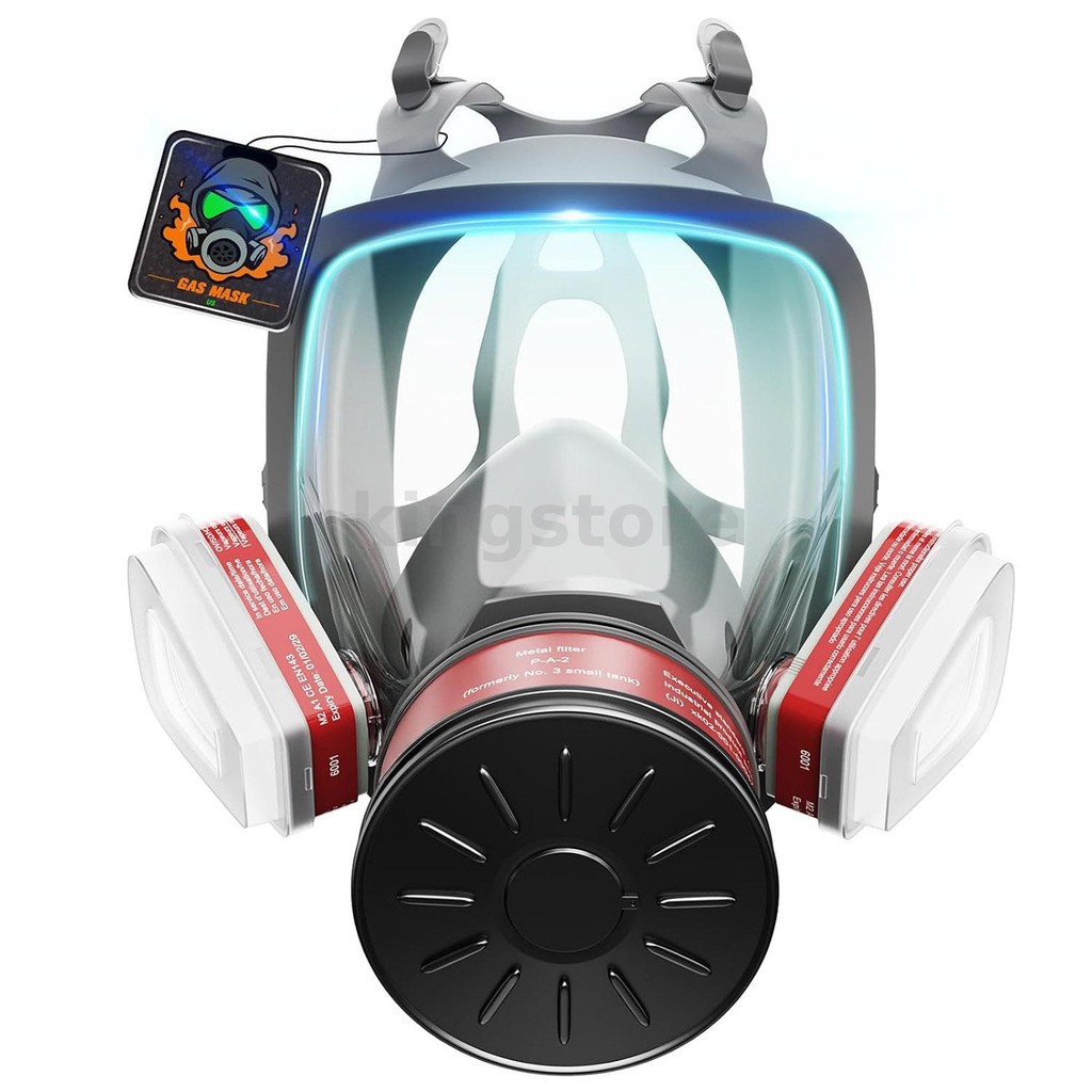 Upgraded Full Face Gas Mask 6800 Silicone Seal Dual Filtration Anti Fog ...