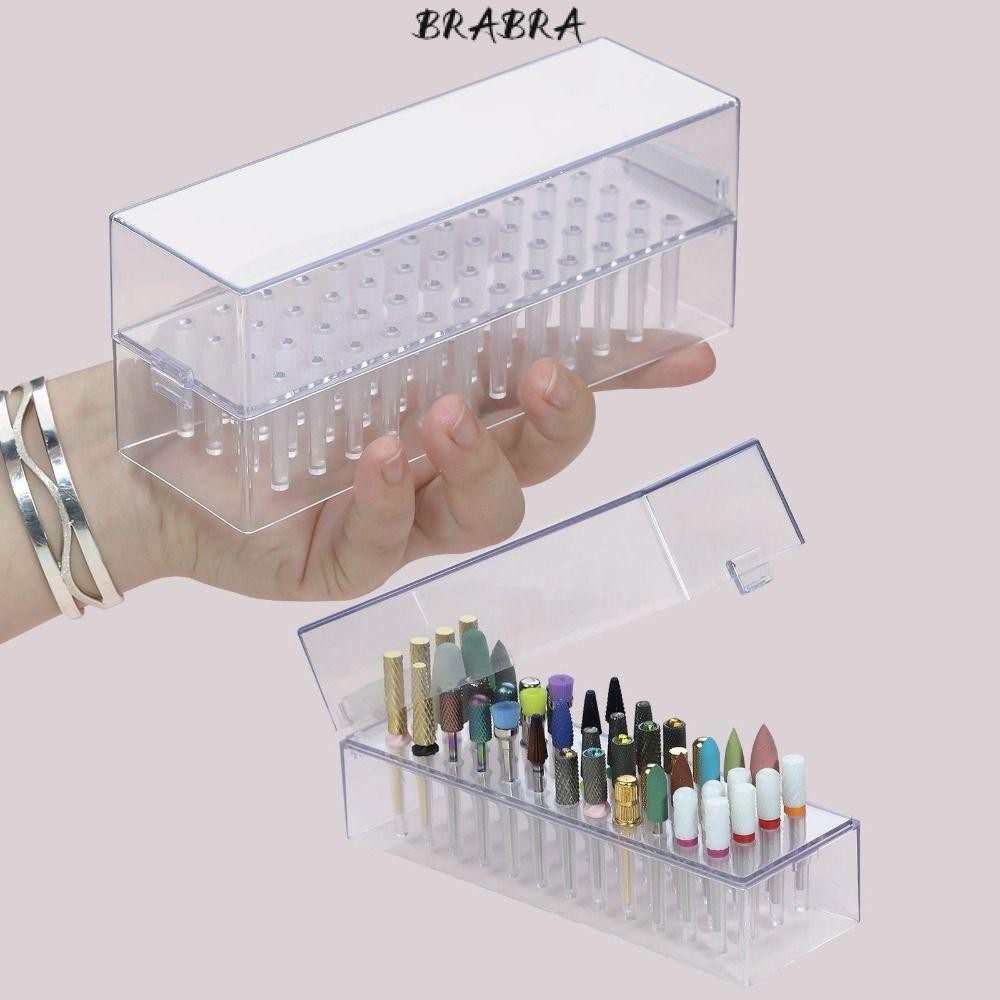 BRABRA Nail Drill Bits Storage Box, Transparent 30/48 Holes Manicure ...