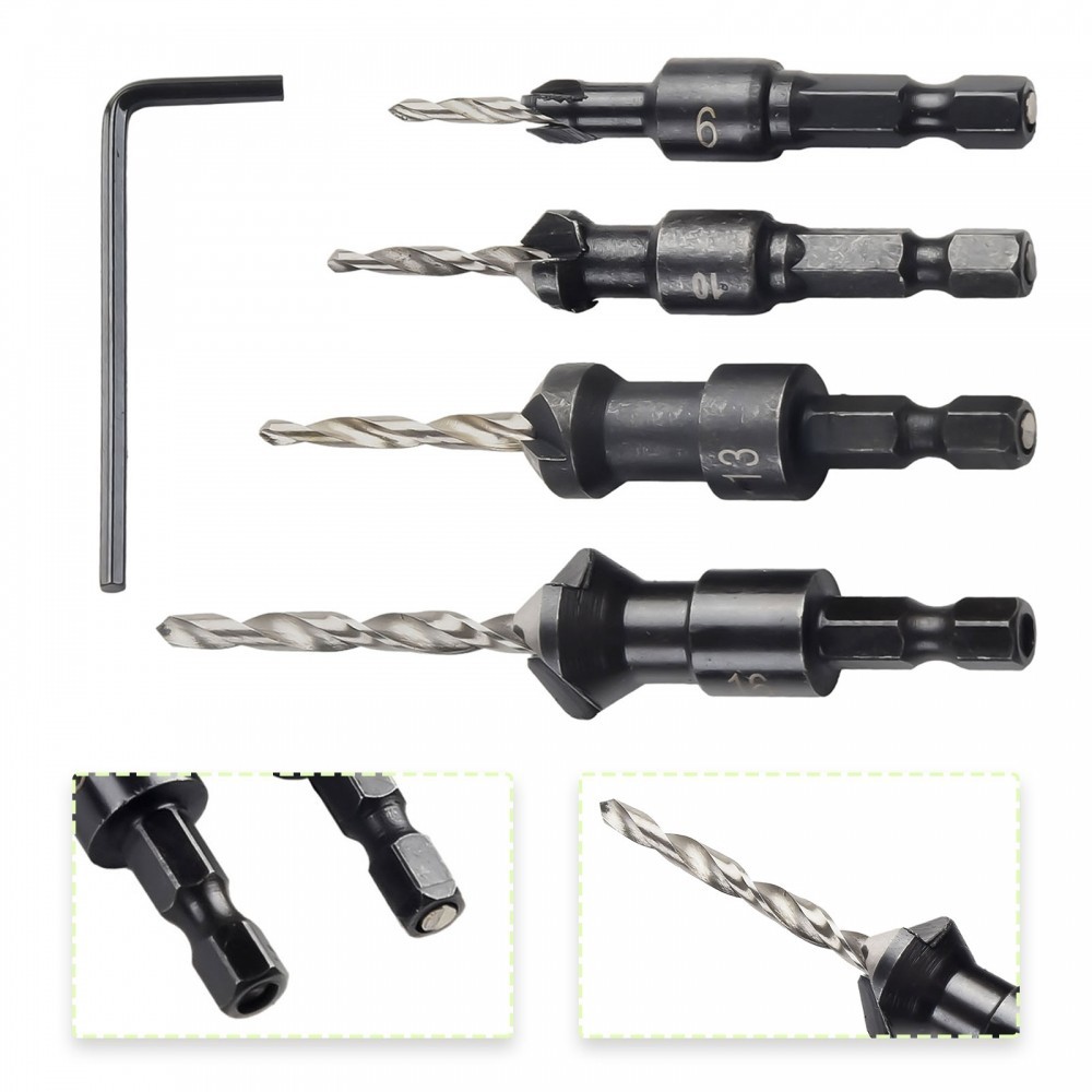 【SWTDRM】Countersink Drill Bit Black DIY High-speed steel PVC Plank ...