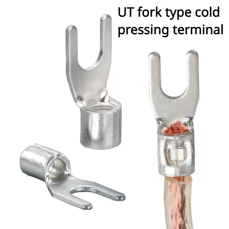 30-150pcs Cable Connector Crimp UT Copper 1.5-3/6-6 Non-Insulated Fork ...