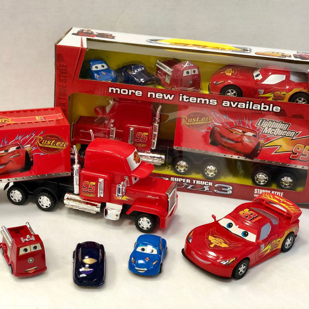 Disney Pixar Cars Large Lightning McQueen Truck & Container Carrier ...