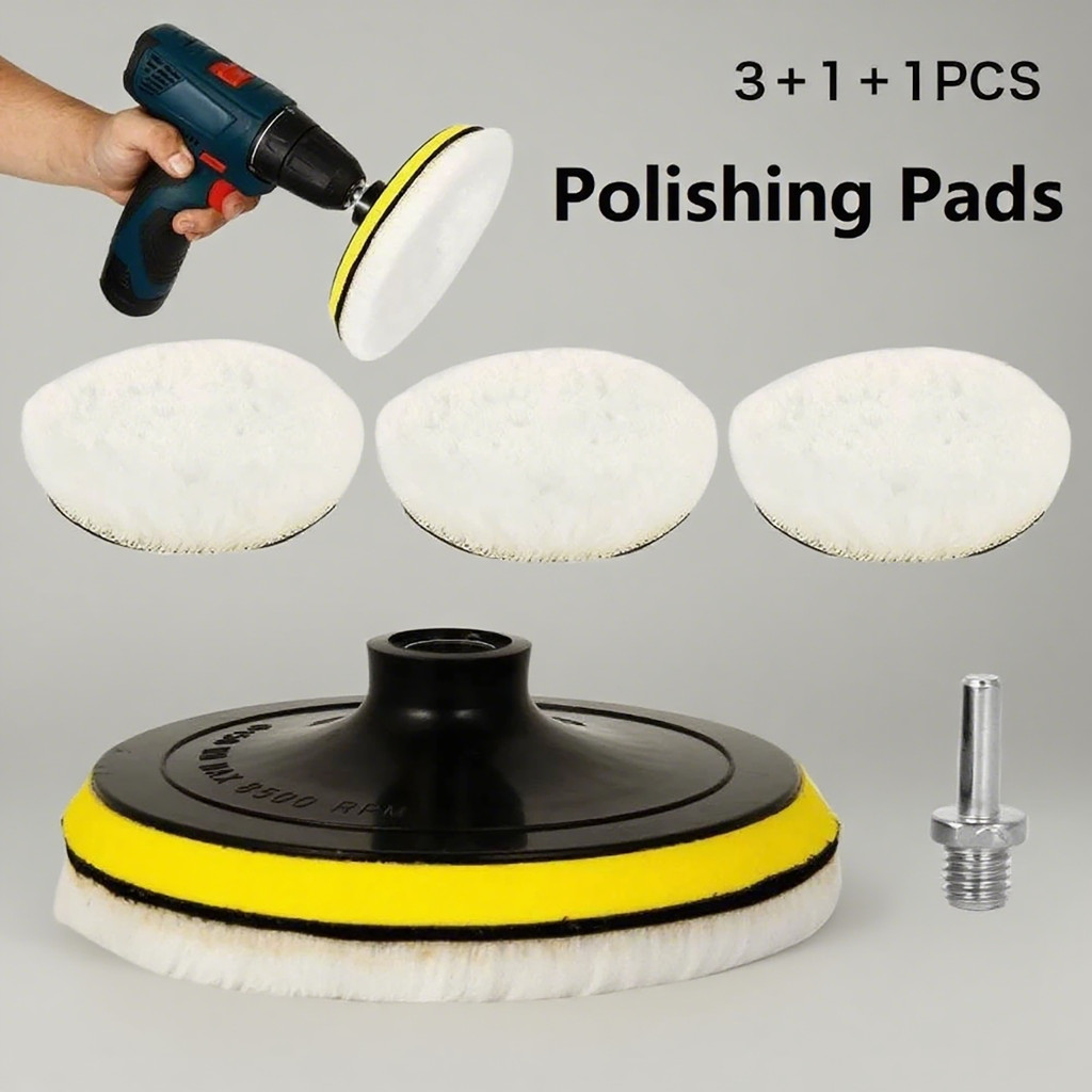 Car Buffing Pads 5Pcs 3/5/7 Inch Polishing Wool Wheel Kit Polisher ...