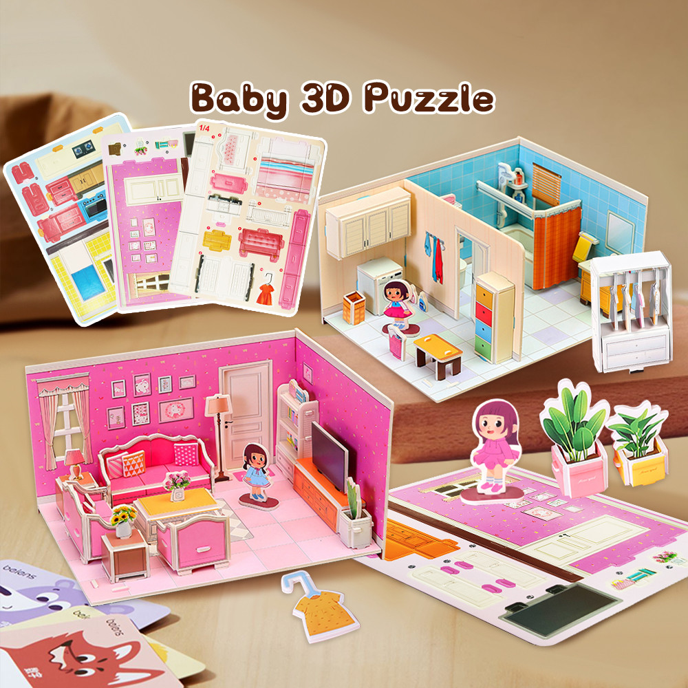 ROlbaby 3D Puzzle For Kids DIY Manual Assembly Model House Learning ...