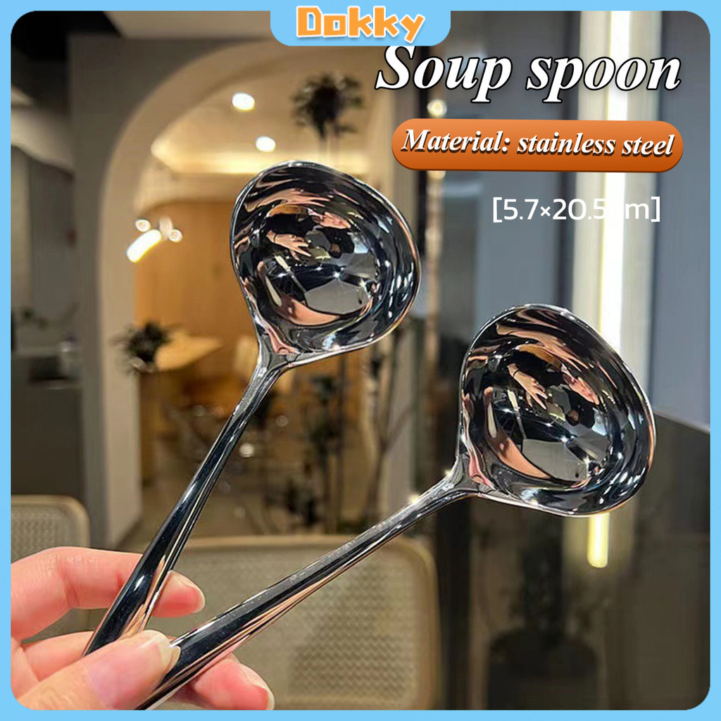 D.K 1Pc Stainless Steel Soup Spoon Big Head Spoon Kitchen Cooking Tool ...