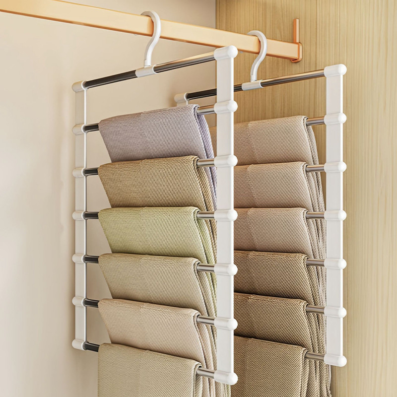 7-Layer Stainless Steel Ladder Trouser Hanger, Multifunctional Seamless ...