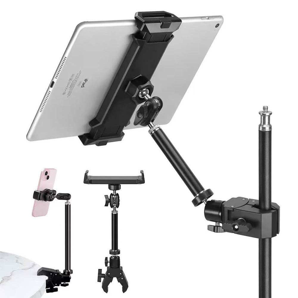 Metal extension pole cell phone tablet holder multifunctional ...