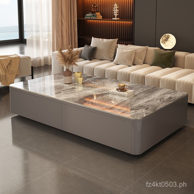 2025Modern Minimalist Tea Table Rock Slab Living Room New Light Luxury ...