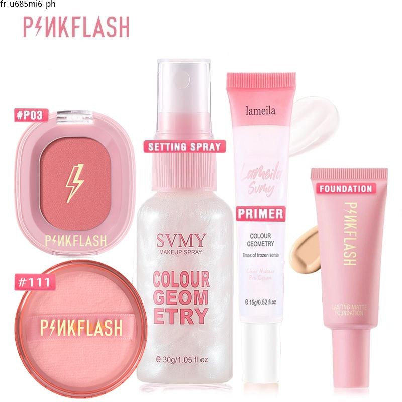 PINKFLASH 5PCS Full Face Makeup Set（Loose Powder + Blush + Setting ...