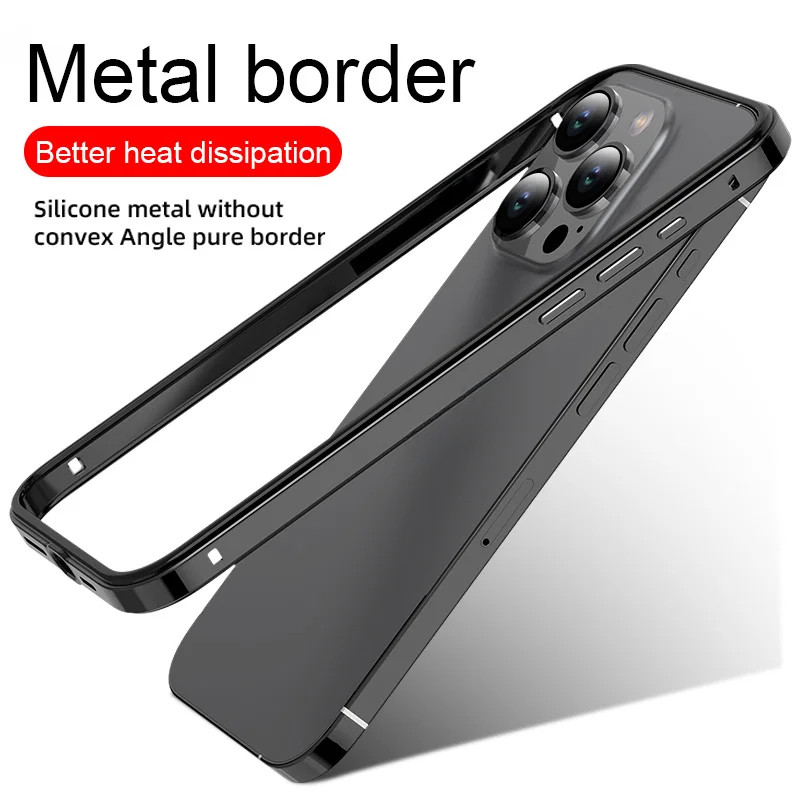 Hybrid Silicone Frame Aluminum Metal Phone Case For iPhone 17 16 15 14 ...