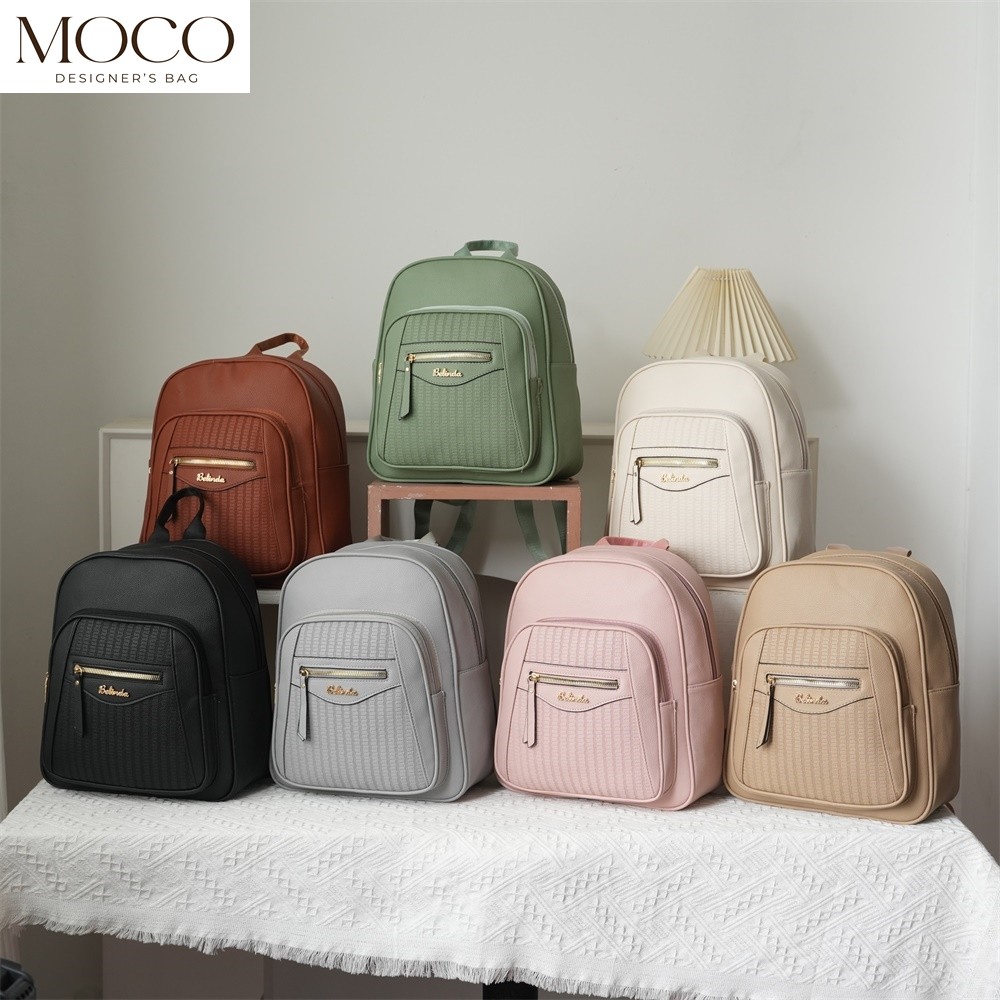 MOCO Backpack For Woman PU Leather Korean Fashion Office Girl College ...