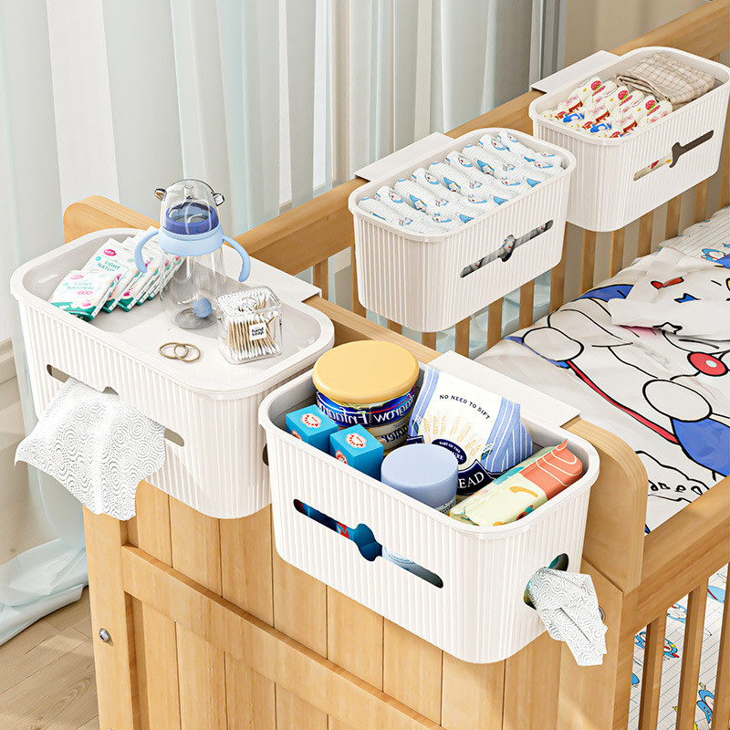 Bedside Hanging Basket Baby Crib Storage Rack Diaper Organizer Hanging ...