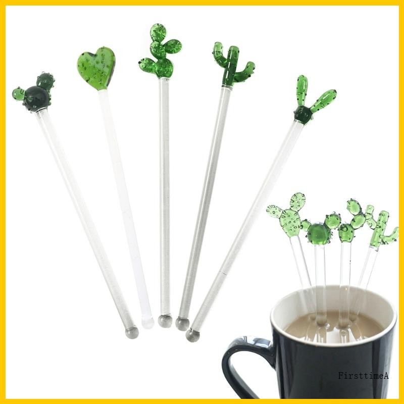 Fir Colorful Glass Coffee Stirrers Cactus Stirring Sticks Reusable ...