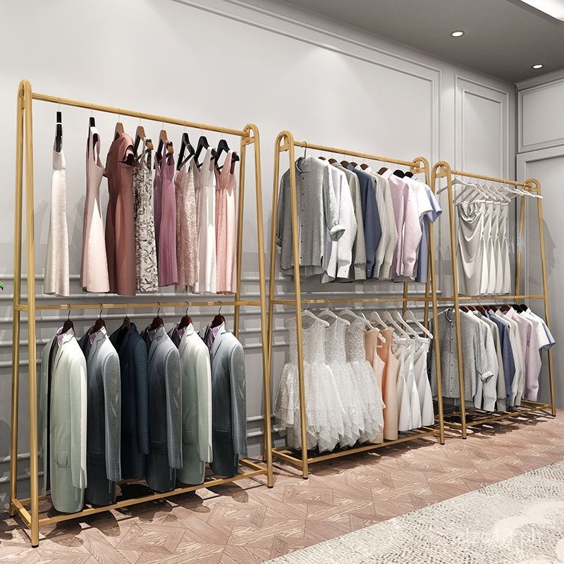 Floor-Standing Gold Wedding Dress Display Rack Iron Art Clothing Store ...