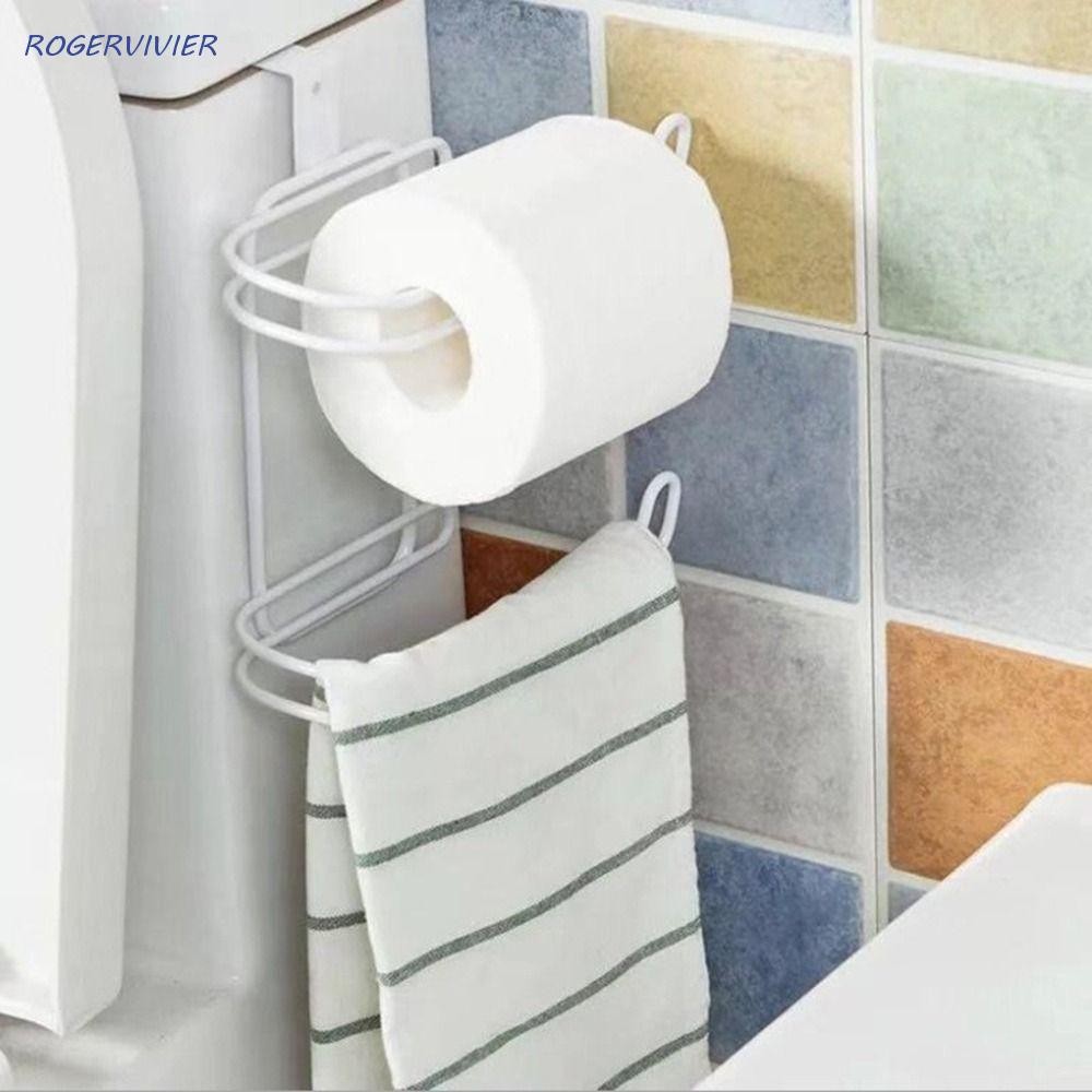 ROGERVIVIER Double Layers Roll Paper Rack, Iron Black/White Toilet ...