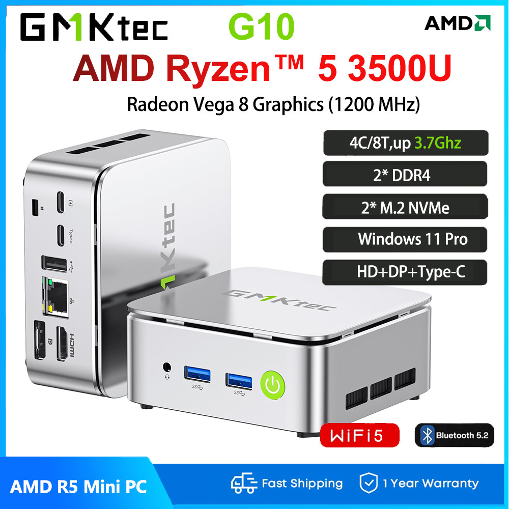 GMKtec G10 Mini PC Ryzen 5 3500U 16GB RAM 512GB SSD 2.5GLAN Triple