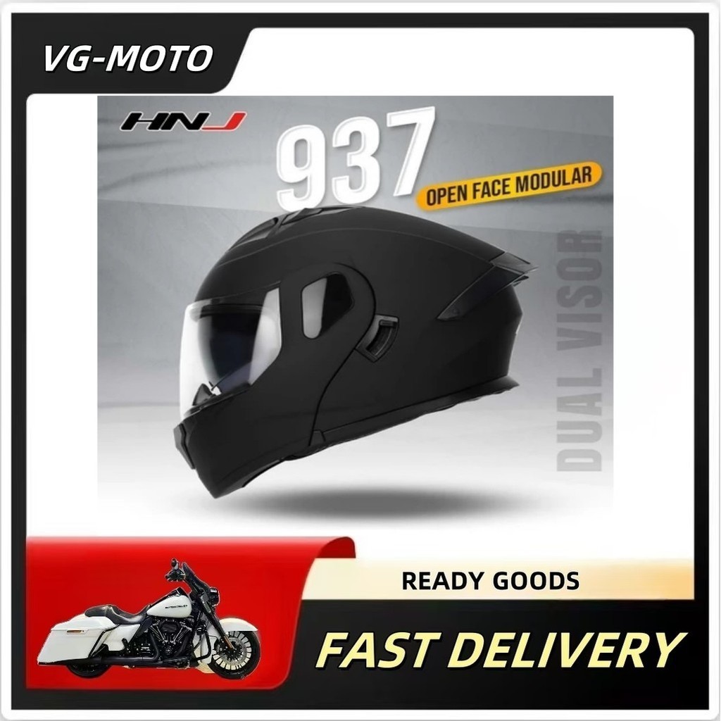 HNJ 937 Motorcycle Open Face Modular Helmet with Dual Visors | Shopee ...
