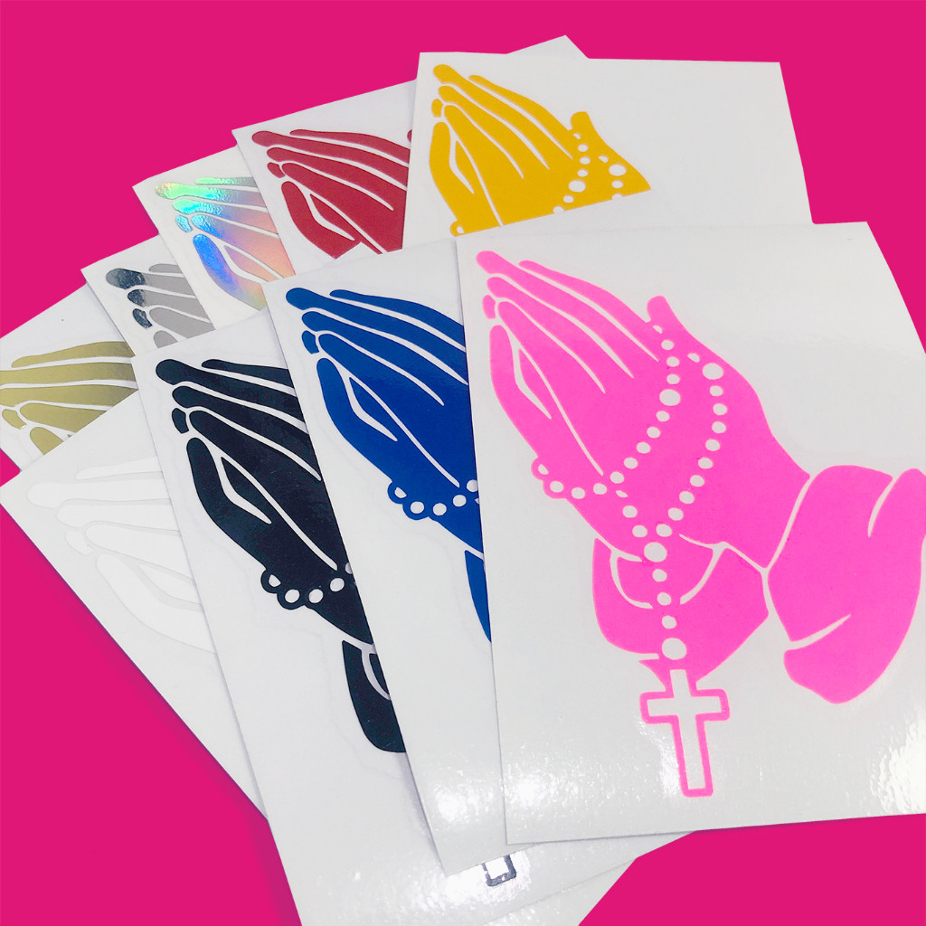 SD25HAND ROSARY holographic Die-Cut Vinyl Sticker/Decal/car/motor ...
