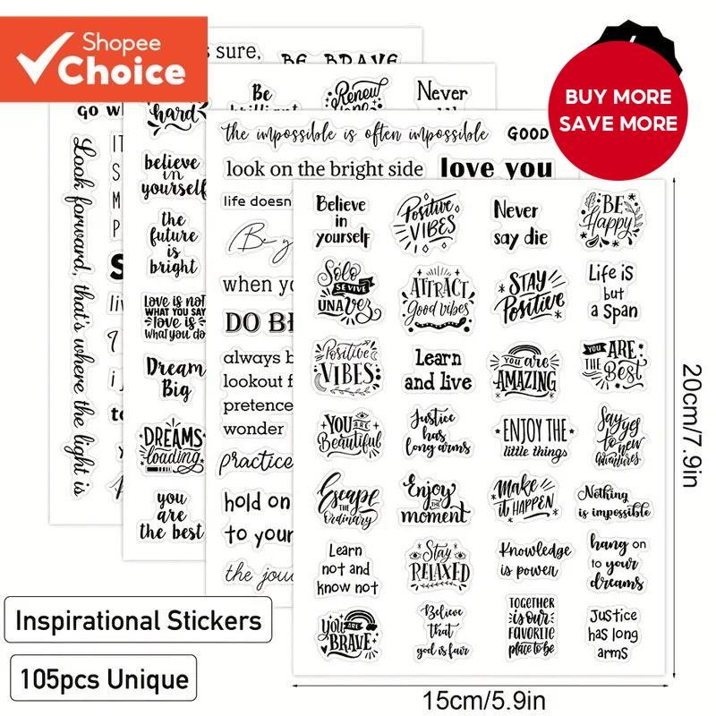 4pcs/1set of inspirational words and phrases stickers scrapbooks ...