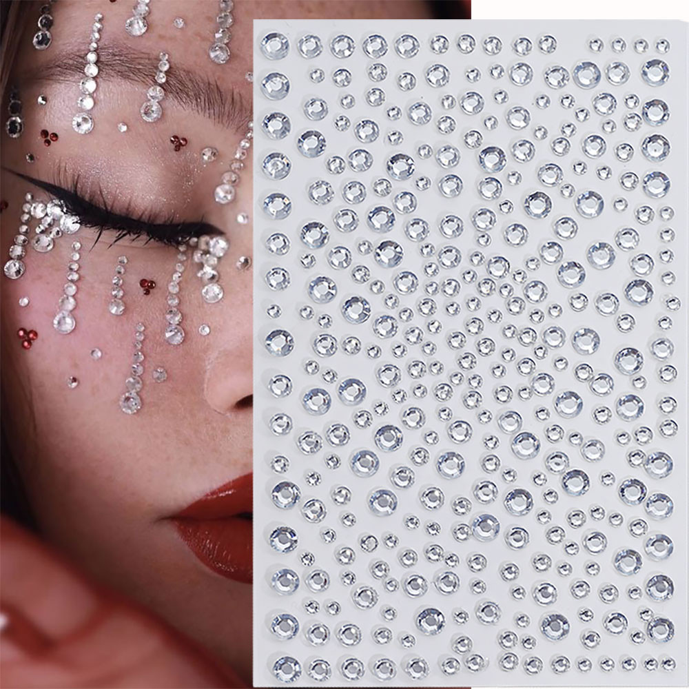 3D Sparkly Clear Face Gems Rhinestone Stickers 3/4/5mm Self Adhesive ...