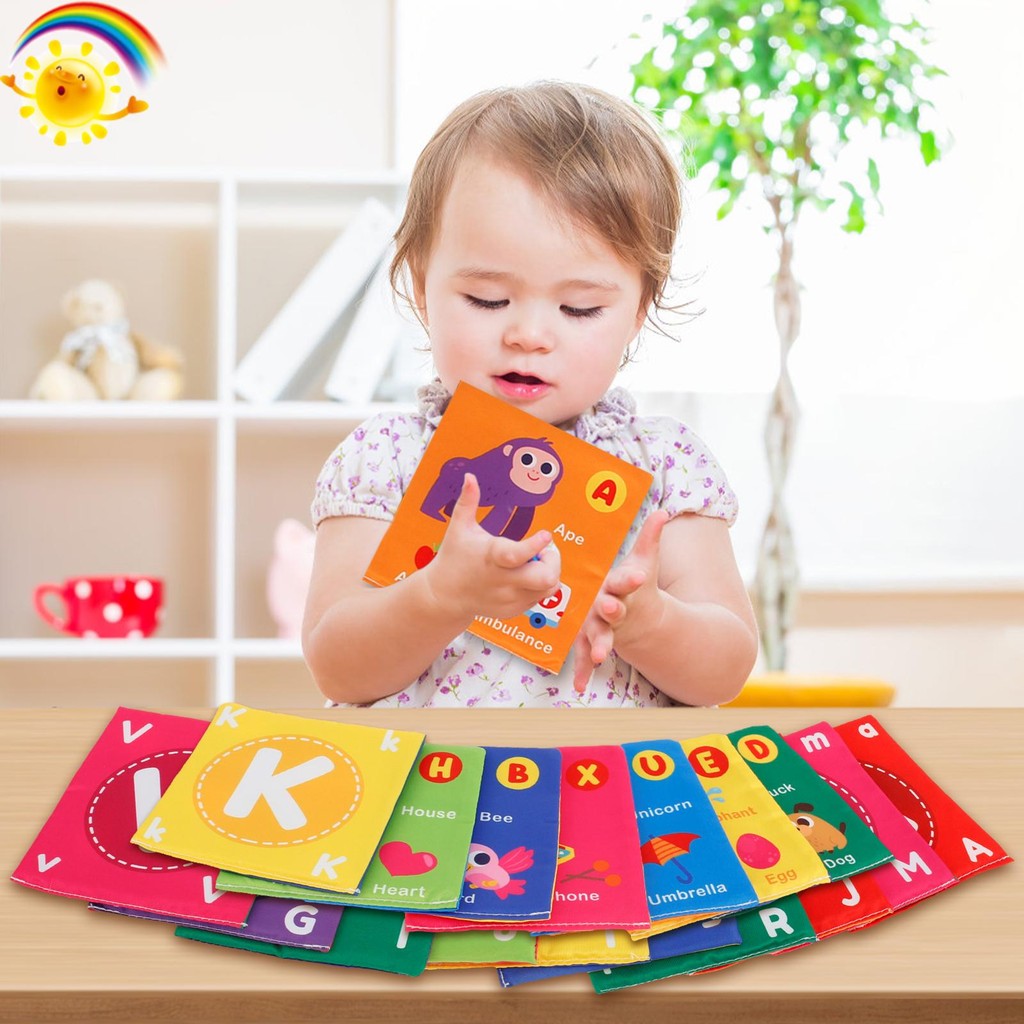 26 Pcs Soft Alphabet Cards Washable Cloth Alphabet Flash Cards with ...