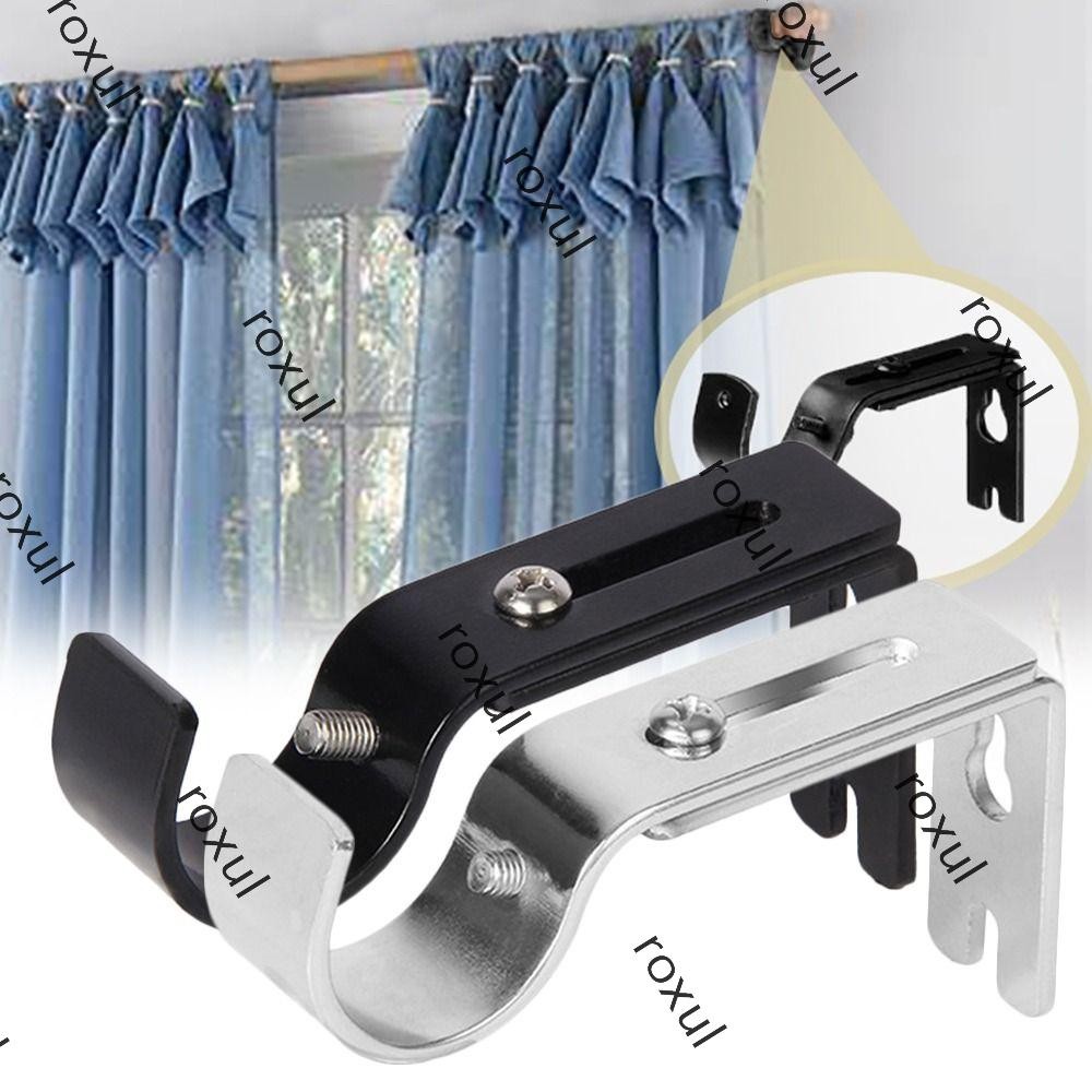 ROXUL Curtain Rod Holder, Metal Adjustable Curtain Rod Brackets ...