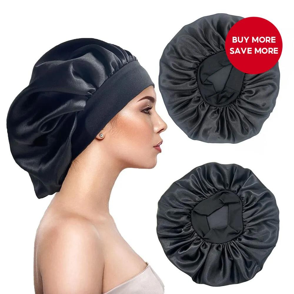 New Satin Night Cap Women'S Solid Color Sleeping Cap Hair Care Unisex ...
