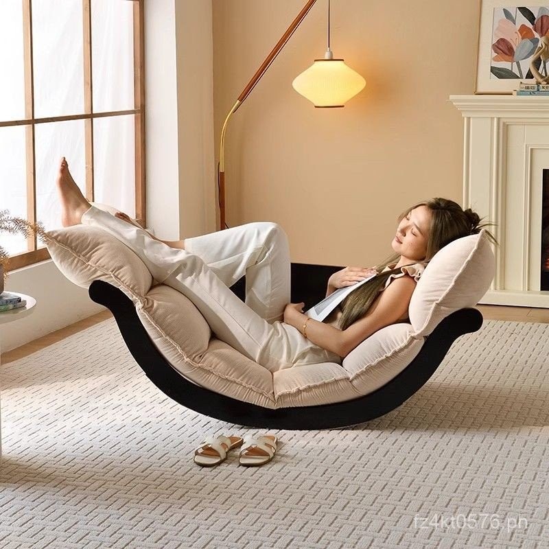 Solid Wood Small Apartment Rocking Chair Recliner Balcony Lazy Sofa ...