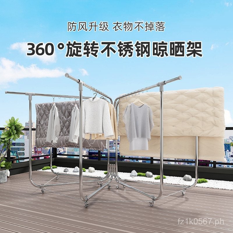 Stainless Steel Folding Outdoor Patio Large Clothes Drying Rack Floor ...