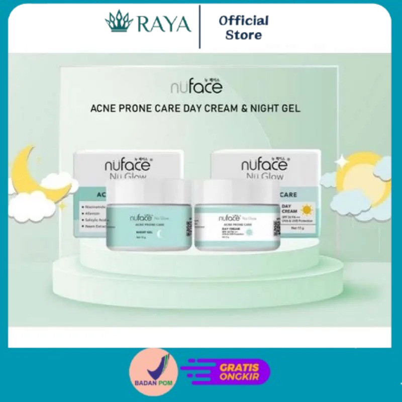 Raya NUFACE NU Glow Acne Prone Care Day Cream / Night Gel 15g | Shopee ...