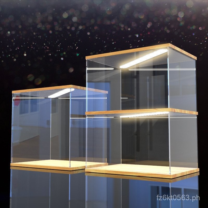 Acrylic display box with light hand puppet storage model cov ZLLS ...
